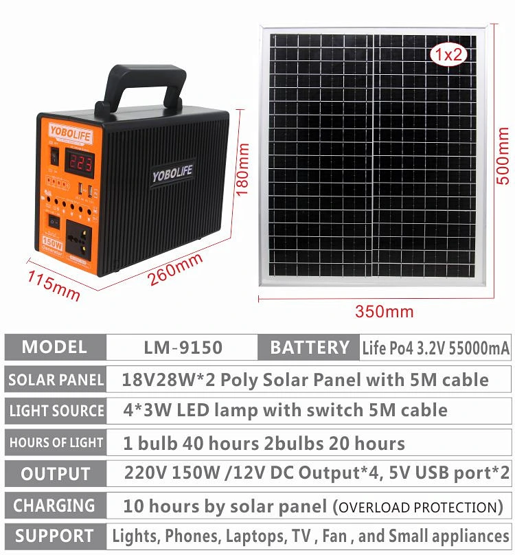 220V One Stop Solar Solutions for Solar Energy System to Support AC Fan and TV